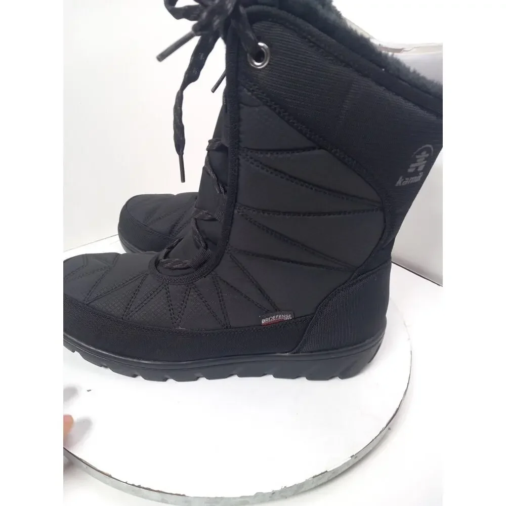Kamik Hannah BLACK Pull On Waterproof Mid-Calf Snow Boots Womens Sz 10